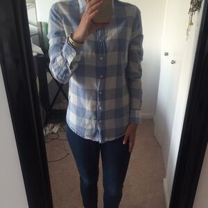J crew plaid button down top- size 4!